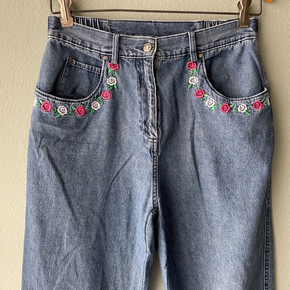 Breckenridge | Vintage 90s Embroidered Floral Stretchy Jeans - Picture 7 of 11
